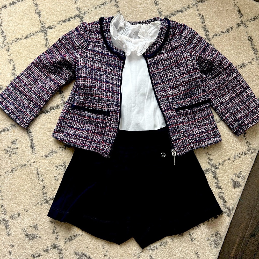 Mayoral 3 piece set - Size 12m - Shorts, short sleeve body suit and tweed jacket